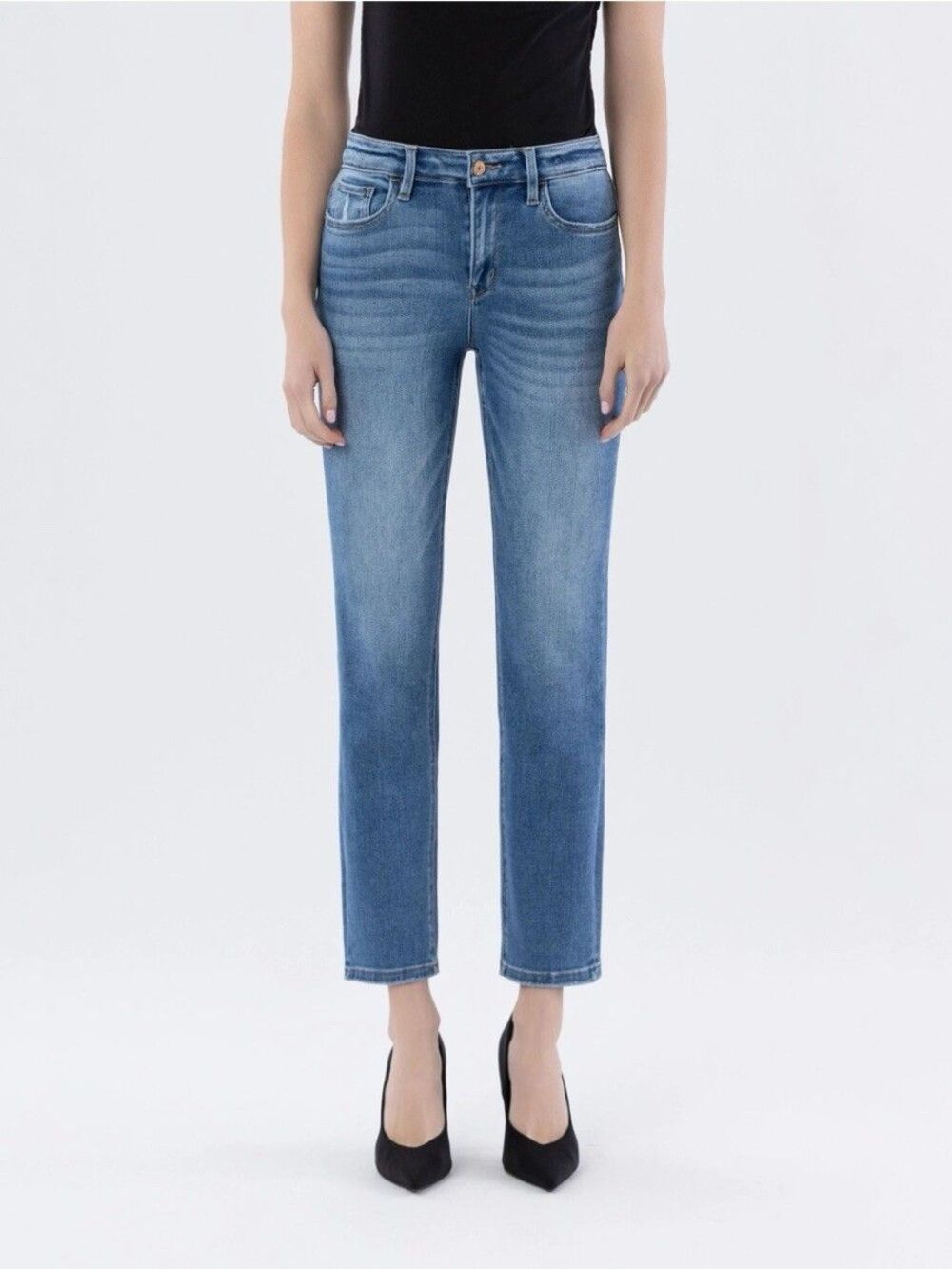 Vervet Stretch High Rise Ankle Straight Leg Jeans Medium Wash - Size 31